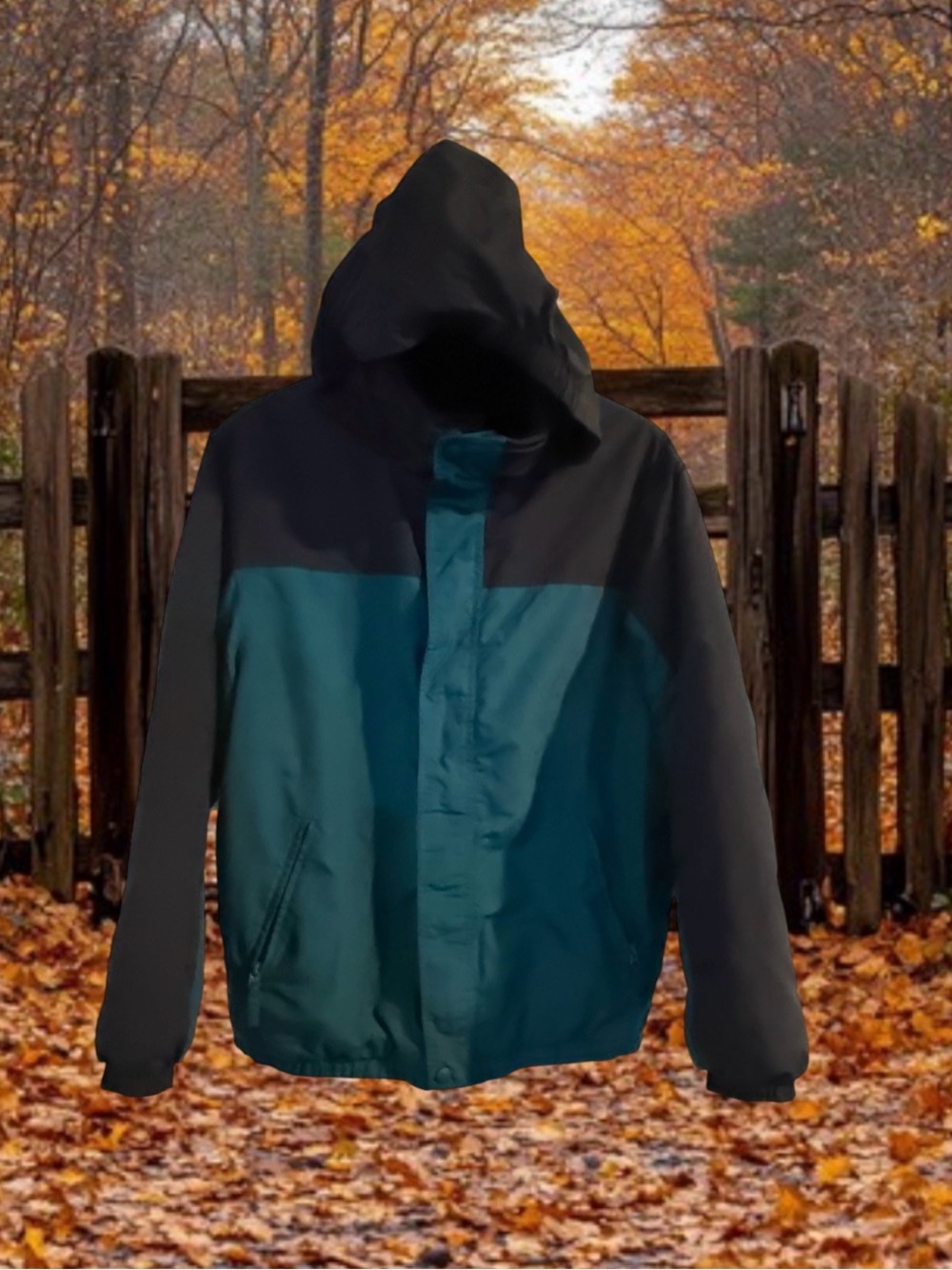 Lands’ End Kids Coat Colorblock Teal Navy Jacket Size Large L 12/14 Vintage